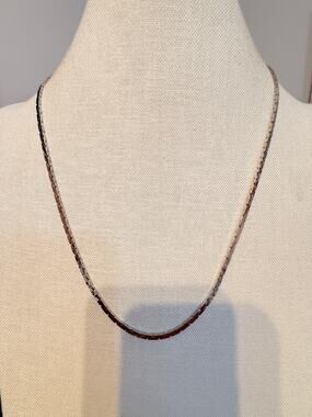 Vintage 24” Silver Tone Herringbone Chain Necklace
